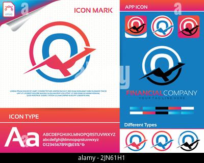 Logo vecteur financier et comptable de lettre Q. Illustration de Vecteur