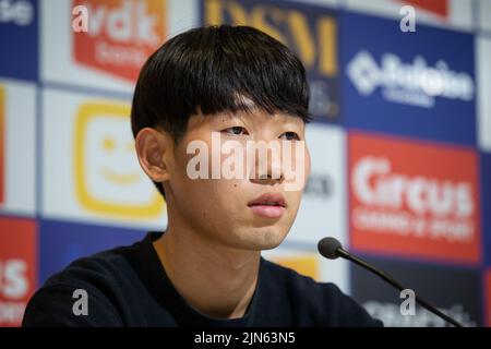 Gent. Belgique, 09 août 2022, le joueur de KAA Gent Hyunseok Hong (Hongy) photographié lors d'une conférence de presse du club belge de football KAA Gent pour présenter un nouveau joueur, mardi 09 août 2022 à Gand. BELGA PHOTO JAMES ARTHUR GEKIERE Banque D'Images