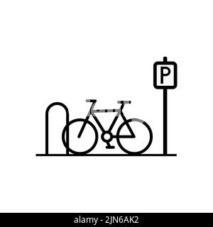 Icône de la ligne de stationnement des vélos. Place de stationnement pour les vélos. Tracé modifiable Illustration de Vecteur