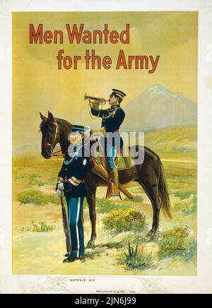 Hommes recherchés pour l'armée (1910) affiche de l'époque de la première Guerre mondiale américaine par Michael P. Whelan Banque D'Images