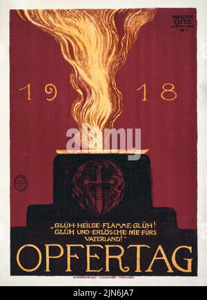 1918 Opfertag (1918 sacrifice Day) affiche allemande de l'époque de la première Guerre mondiale de Walter Ditz Banque D'Images