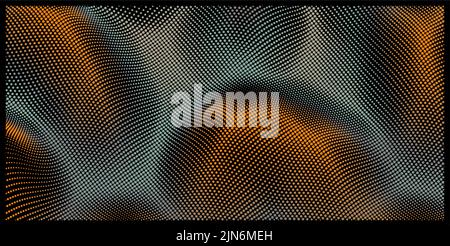 Arrière-plan avec formes convexes. Surface de la grille. Texture tendance et vibrante, avec mélange de couleurs. 3d conception de réseau avec particules. Peut être utilisé pour la publicité Illustration de Vecteur