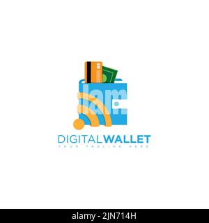 Portefeuille numérique e paiement logo design image vectorielle. Logo concept de carte de crédit, portefeuille crypto, paiement en ligne rapide. Illustration de Vecteur