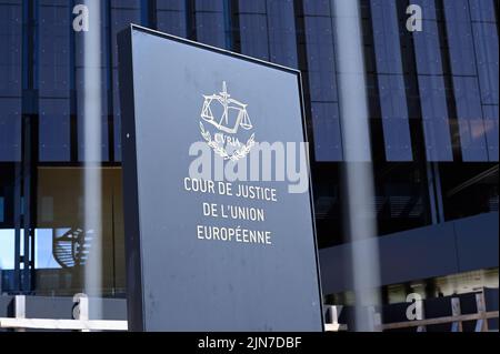 Luxembourg, Luxembourg. 07th août 2022. Cour de justice européenne, CJCE, CVRIA, Cour de justice de la Communauté européenne, Cour de justice de l'Union européenne, bâtiment administratif à Luxembourg. Credit: Horst Galuschka/dpa/Alay Live News Banque D'Images