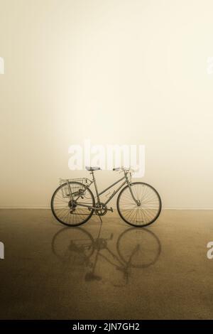 Vélo féminin vintage dans l'espace de la galerie du musée Banque D'Images