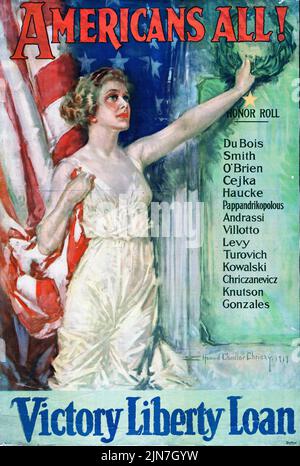 Tous les Américains! Victory Liberty Loan (1919) affiche de Howard Chandler Christy, datant de la première Guerre mondiale Banque D'Images