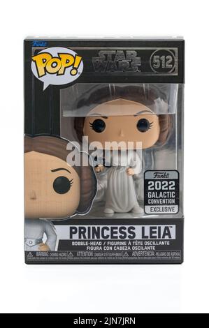 CHESTER, ROYAUME-UNI - JUILLET 31st 2022 : boîte pop Princess Leia funko. Image Studio Banque D'Images