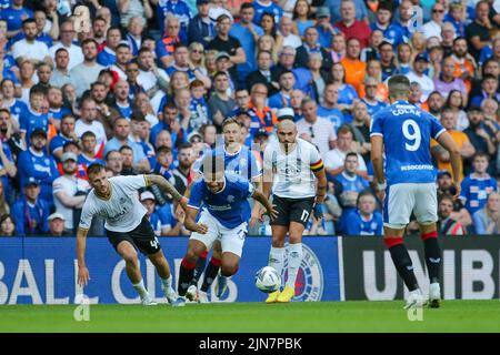 Glasgow, Royaume-Uni. 09th août 2022. Les Rangers accueillent l'Union Saint-Gilloise (USG) dans la deuxième partie de la Ligue des champions le mardi 9 août à Ibrox, leur stade d'origine - le perdant de la cravate va aller dans la scène de groupe de l'Europa League. Au premier tour, les Rangers ont perdu 2 à 0 avec des buts de Teddy Teuma et de Danta Vanzeir. Crédit : Findlay/Alay Live News Banque D'Images