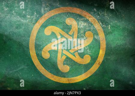 Drapeau rétro des peuples celtiques Pan Celtic avec texture grunge. Drapeau représentant le groupe ethnique ou la culture, autorités régionales. Pas de flagpole. Plan désélectionné Banque D'Images