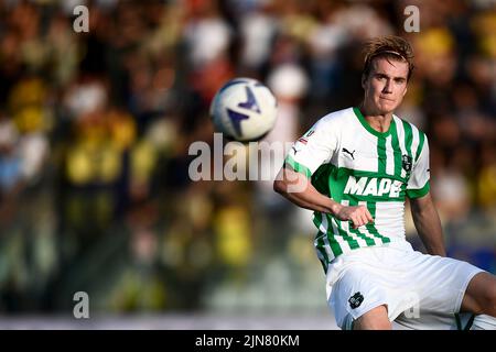 Modène, Italie. 08 août 2022. Kristian Thorstvedt de l'US Sassuolo yeux le ballon pendant le match de football de Coppa Italia entre Modène FC et US Sassuolo. Credit: Nicolò Campo/Alay Live News Banque D'Images