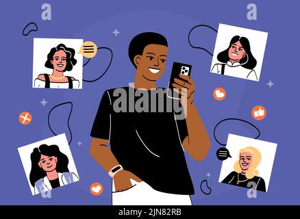 Discuter sur les réseaux sociaux Illustration de Vecteur