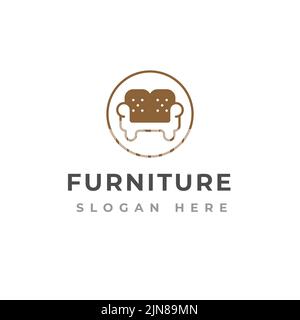 Modèle de design de logo de mobilier créatif. Logo sofa. Illustration de Vecteur
