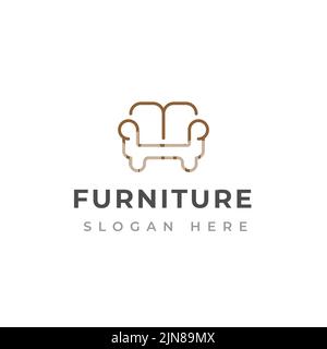 Modèle de design de logo de mobilier créatif. Logo sofa. Illustration de Vecteur