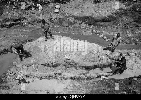 Mines du Congo, mineurs en action en République démocratique du Congo, mines en Afrique Banque D'Images