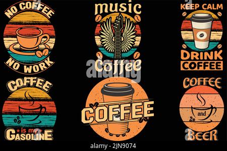 Les citations de motivation de café tendance tshirt, les citations de café disant, le lettrage de citation de café, le modèle d'affiche de lettrage typographique, les vêtements, mug, marchandise. Illustration de Vecteur