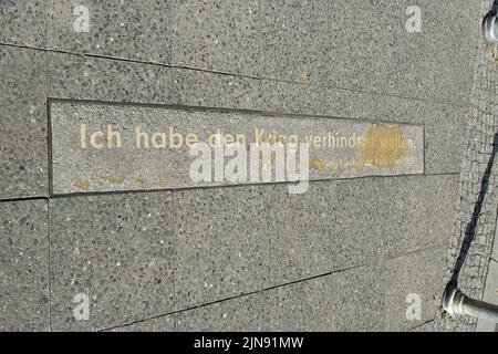 Georg Elser, je voulais empêcher la guerre, mémorial, Wilhelmstrasse à Berlin, Allemagne Banque D'Images