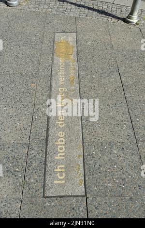 Georg Elser, je voulais empêcher la guerre, mémorial, Wilhelmstrasse à Berlin, Allemagne Banque D'Images