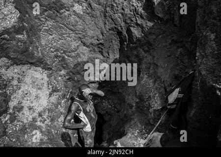 Mines du Congo, mineurs en action en République démocratique du Congo, mines en Afrique Banque D'Images