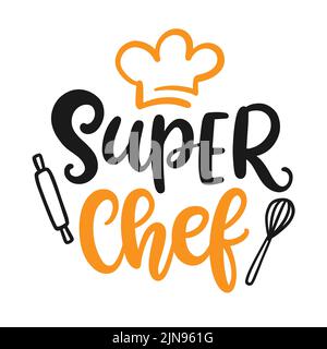 Logo Super chef, emblème du maître chef écrit à la main Illustration de Vecteur