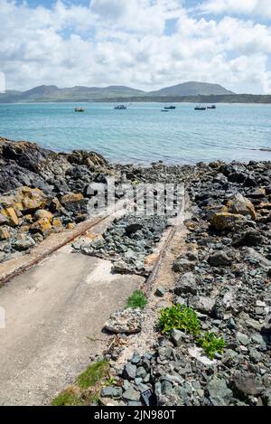 Ancienne cale à Porthdinllaen près de Morfa Nefyn, péninsule de Lleyn, au nord du pays de Galles. Banque D'Images