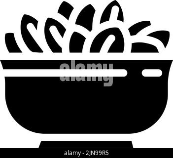 illustration vectorielle d'icône de glyphe d'épinards de bol Illustration de Vecteur