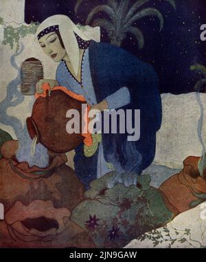 « Organia verse l'huile d'ébullition les quarante voleurs » sur 19 avril 1925 dans le magazine American Weekly dans le cadre des « personnages des Arabian Nights » Banque D'Images