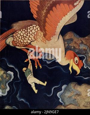 'Sunbad le Sailor et le Roc' a publié 10 mai,1925 dans le magazine American Weekly peint par Edmund Dulac 'personnages des Arabian Nights. Banque D'Images