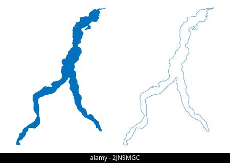 Lac de Côme (République italienne, Italie) carte illustration vectorielle, esquisse griffée carte Lago di Como Illustration de Vecteur