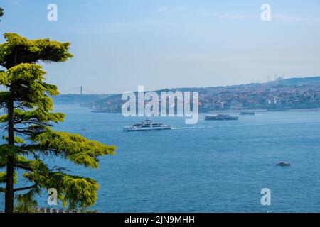 Vue panoramique du côté asiatique ou du côté anatolien d'Istanbul, y compris les quartiers de Kadikoy et d'Uskudar depuis le palais de Topkapi. Banque D'Images