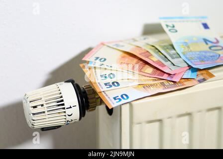 Image symbolique et illustration les coûts de chauffage sont constamment en augmentation en raison de la hausse du prix du pétrole et du gaz de chauffage au 09 août 2022 à Marktoberdorf © Peter Schatz / Alamy Live News MR=Oui, modèle sorti Banque D'Images