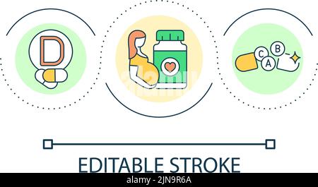 Compléments alimentaires pour femmes enceintes boucle concept icône Illustration de Vecteur