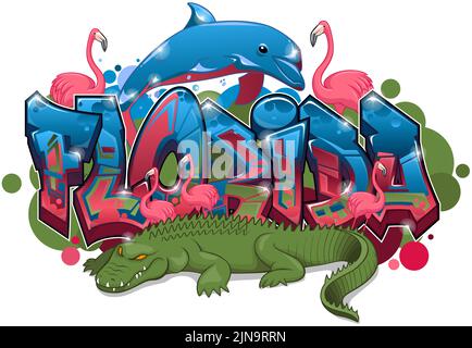 Graffiti Styled Vector Graphics Design - l'État de Floride Illustration de Vecteur