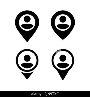 Icône emplacement. Symbole du pointeur. Code PIN isolé sur blanc. Man location carte de navigation simbol en style plat simple place icône en noir Vector Illustrator Illustration de Vecteur