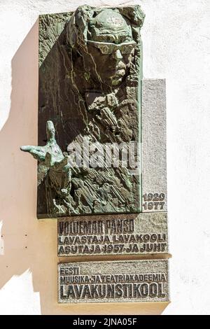 Un mémorial à Voldemar Panso (un acteur estonien) dans la vieille ville de Tallinn la capitale de l'Estonie Banque D'Images