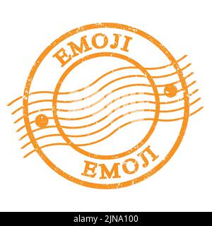 EMOJI, texte écrit sur timbre postal orange grungy. Banque D'Images