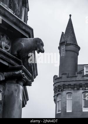 Architecture victorienne d'Aberdeen Écosse en noir et blanc Banque D'Images