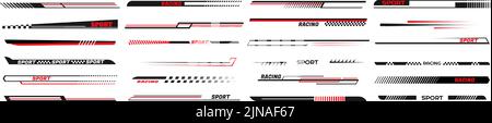 Lignes de voitures de course. Autocollants en vinyle à bandes sport, réglage de véhicule de course et ensemble de vecteur de vitesse Illustration de Vecteur