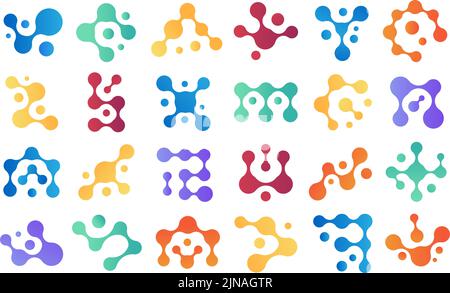 Molécules connectées. Jeu de symboles vectoriels pour les données de biologie, de forme métacomplète et d'icône chimique Illustration de Vecteur