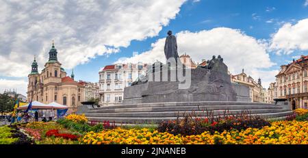 Le mémorial Jan Hus à la place de la Vieille ville, Prague, République tchèque Banque D'Images