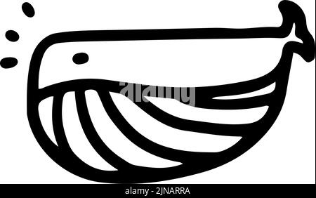 Ligne d'art simple en noir et blanc de baleine Illustration de Vecteur