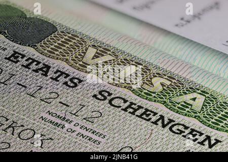 Visa des États de Schengen en passeport Banque D'Images