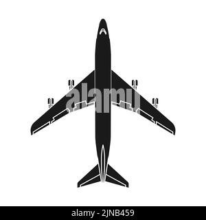 Icône de vecteur de voyage d'avion illustration transport noir Uni. Symbole d'avion et transport d'avion isolé blanc Illustration de Vecteur