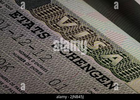 Visa des États de Schengen en passeport Banque D'Images