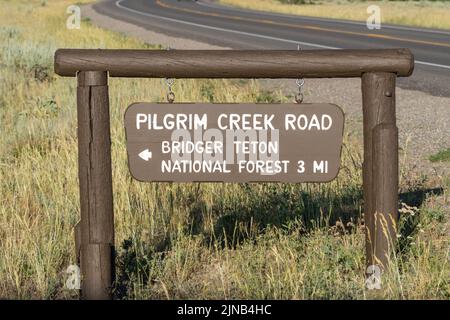 La route non pavée de Pilgrim Creek dans le parc national de Grand Teton, Wyoming Banque D'Images