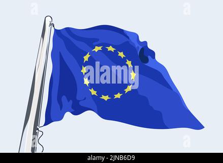 Drapeau de l'Europe. Agitant dans le vent. Vecteur Illustration de Vecteur
