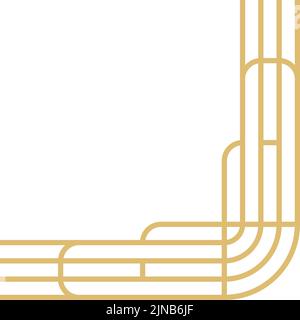 Coin de la ligne dorée dans un style ancien, bordure Art déco Illustration de Vecteur