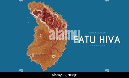 Carte topographique de Fatu Hiva, Îles Marquises, Polynésie française, Océan Pacifique. Carte vectorielle détaillée de l'altitude de l'île. Élégance géographique Illustration de Vecteur