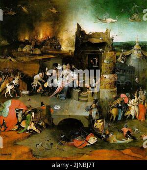 La Tentation de Saint Antoine panneau central par Bosch Banque D'Images