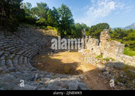 Amphithéâtre romain en ruines à Phaselis, Tekirova, province d'Antalya, Turquie Banque D'Images