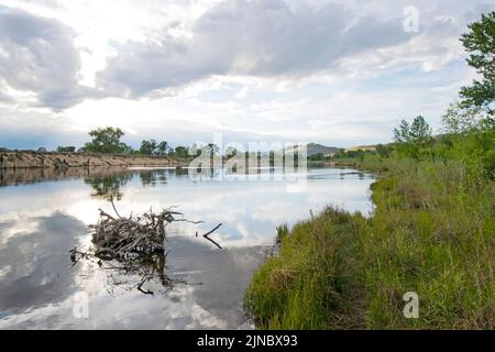 Vue sur la rivière Boise dans l'Idaho le long de Greenway. Banque D'Images